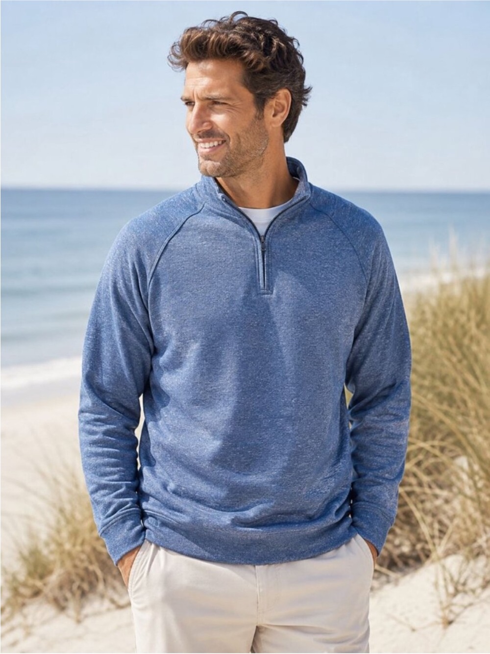 Tommy Bahama Reversible Quarter Zip Sweater Men’s XL Blue Preppy